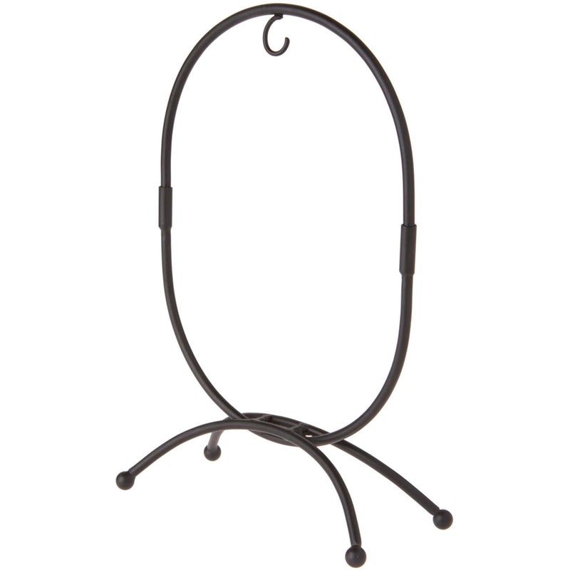 Bard's Oval Shaped Black Wrought Iron Ornament Stand, 11" H x 7.25" W x 7.25" D - Image 1