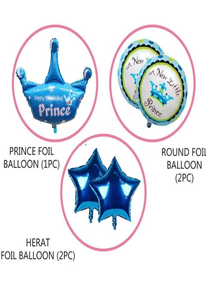 Fun Affairs Blue Prince Theme Birthday Decoration for Kids Balloon Bouquet Happy Birthday Party Crown Helium Foil Balloon Birthday Kids Item First Birthday Decoration - Pack of 5 - Image 5