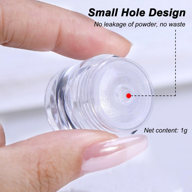 Fokostar White Pearl Chrome Nail Powder for Gel Nails Clear Glazed Donut Mirror Effect High Gloss Nail Glitter Pigment Powder, Moonlight Unicorn Nail Chrome Powder for Nail Gel Polish Design 1g - Image 3
