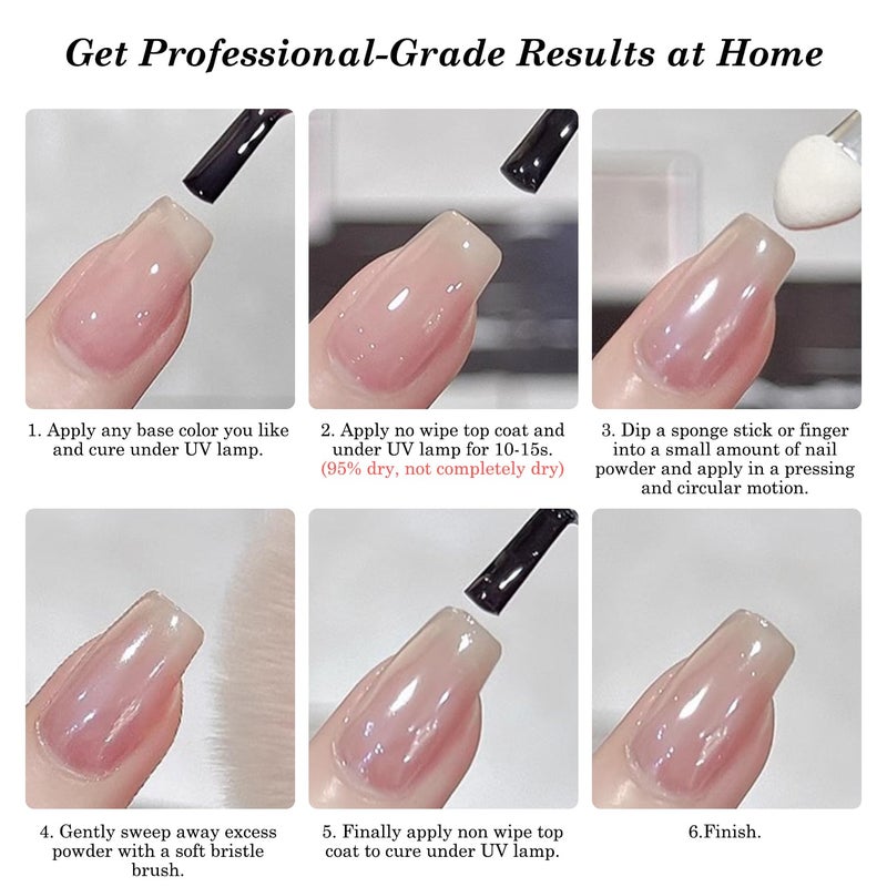 Fokostar White Pearl Chrome Nail Powder for Gel Nails Clear Glazed Donut Mirror Effect High Gloss Nail Glitter Pigment Powder, Moonlight Unicorn Nail Chrome Powder for Nail Gel Polish Design 1g - Image 4