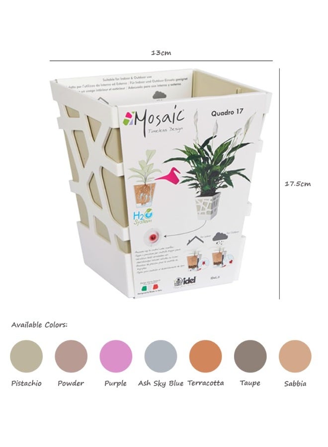 أيدل وعاء زهور بلاستيكي مزخرف كوادرو 17 - مزرعة ذاتية السقي للداخل والخارج للمنزل، والشرفة، والحديقة، والمكتب - ألوان متعددة - صنع في إيطاليا - بواسطة إيديل - Image 5