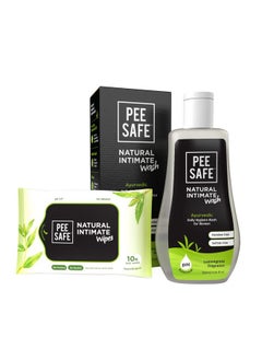 PEESAFE Pee Safe Intimate Wash For Women Natural Ayurvedic With Lemongrass Fragnance And 100% Alcohol-Free - 105Ml And Natural Intimate Wipes (Pack Of 10 Wipes)  - Image 1