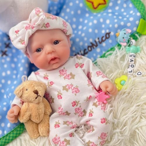 Mire & Mire Reborn Baby Dolls 7 Inch Girl Mini Silicone Baby Realistic Baby Dolls Silicone Full Body - Image 2