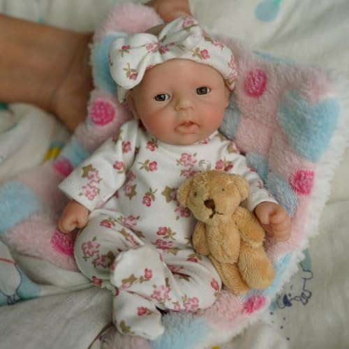 Mire & Mire Reborn Baby Dolls 7 Inch Girl Mini Silicone Baby Realistic Baby Dolls Silicone Full Body - Image 4