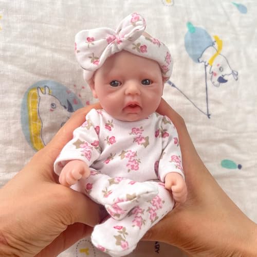 Mire & Mire Reborn Baby Dolls 7 Inch Girl Mini Silicone Baby Realistic Baby Dolls Silicone Full Body - Image 3