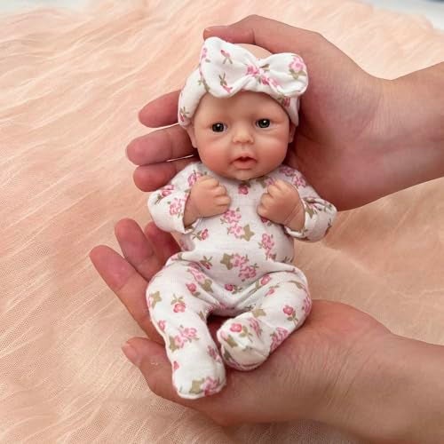 Mire & Mire Reborn Baby Dolls 7 Inch Girl Mini Silicone Baby Realistic Baby Dolls Silicone Full Body - Image 1