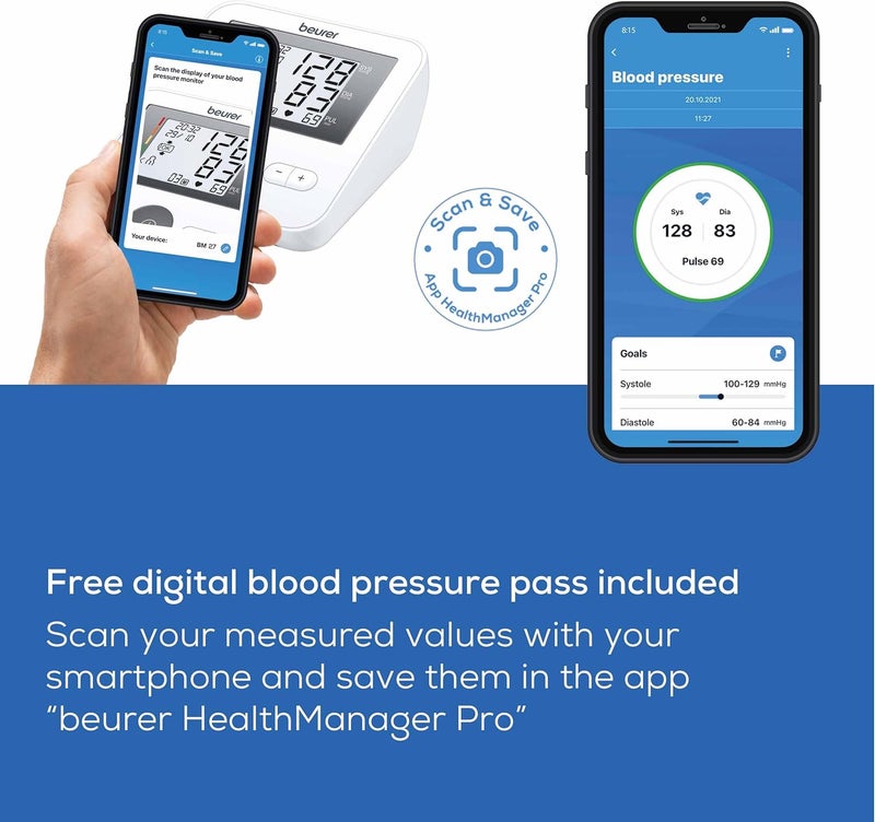 Beurer BM27 Automatic Blood Pressure Monitor Clinically Validated Blood Pressure Machine with Arrhythmia Detection ColourCoded Risk Indicator according to WHO standards XL UpperArm Cuff - Image 5