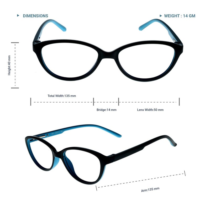 Lens + Lensplus Cateye Shape TR Full Rim Eyeglasses with Lightweight Unisex Eyewear for Men & Women | Stylish Computer & Daily Use Frame - Image 5