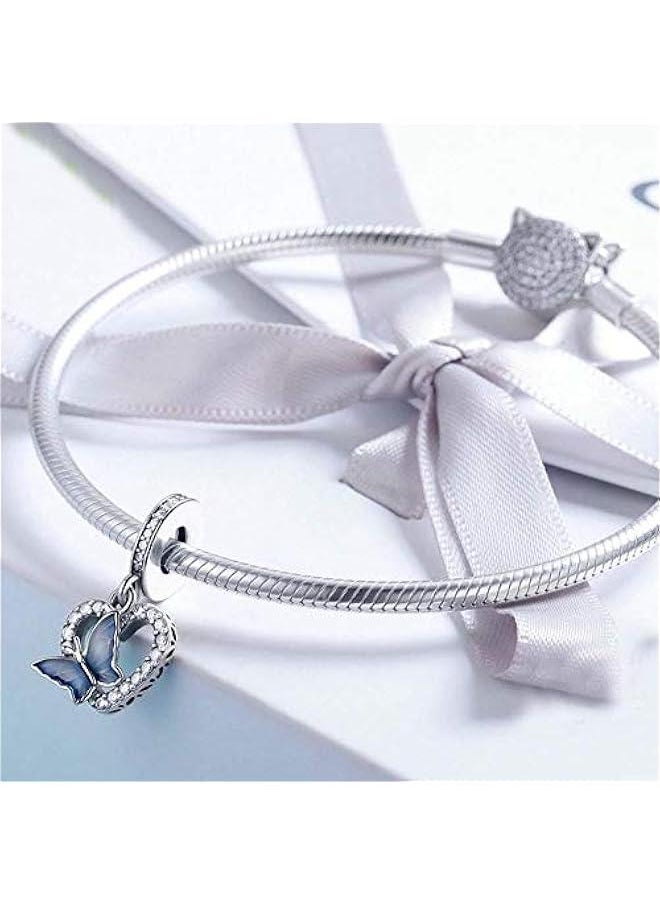 Generic - Butterfly Heart Crystal Charm Beads 925 Sterling Silver Dangle Pendant for Mom Mother Women and Girls fit DIY Bracelet or Necklace - Image 1