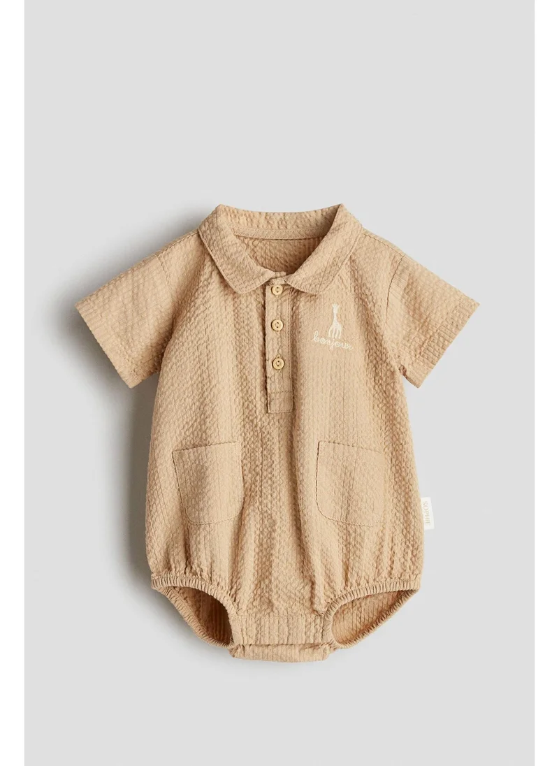 اتش اند ام Cotton seersucker romper suit
