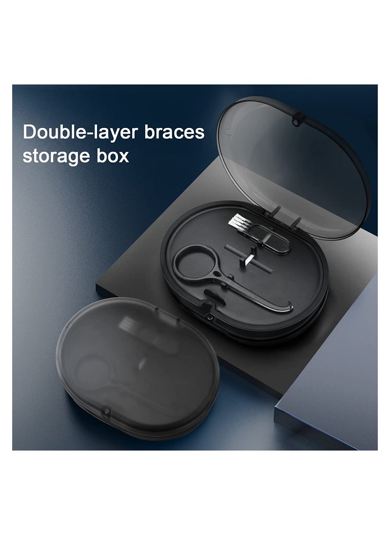 KASTWAVE - Retainer Case, Portable Denture Bath Case, Denture Box Dental Storage Container with Denture Cleaner Brush Denture Container Portable, False Teeth Storage Container for Travel Retainer Cleaning - Image 1
