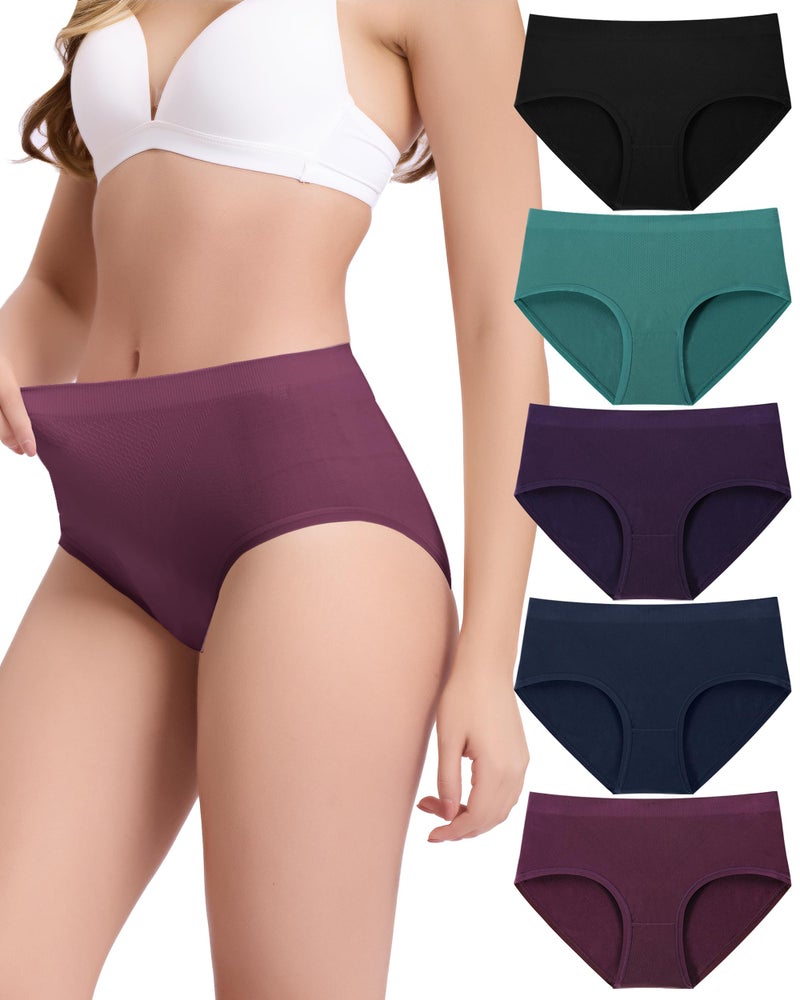 BAMBOO COOL Women's Underwear High Waisted Brief Ladies Seamless Panties Moisture Wicking Stretchy Full Coverage - Image 1