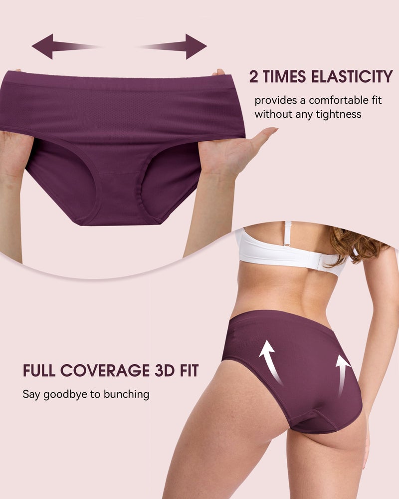 BAMBOO COOL Women's Underwear High Waisted Brief Ladies Seamless Panties Moisture Wicking Stretchy Full Coverage - Image 4