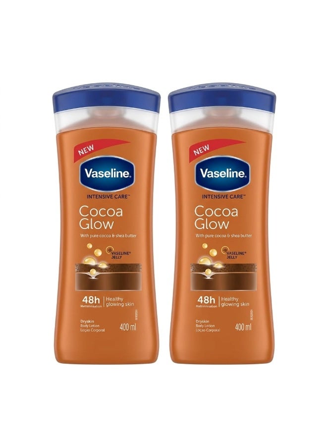 Body lotion with shea and cocoa butter for moisturizing 400 ml (2 bottles)