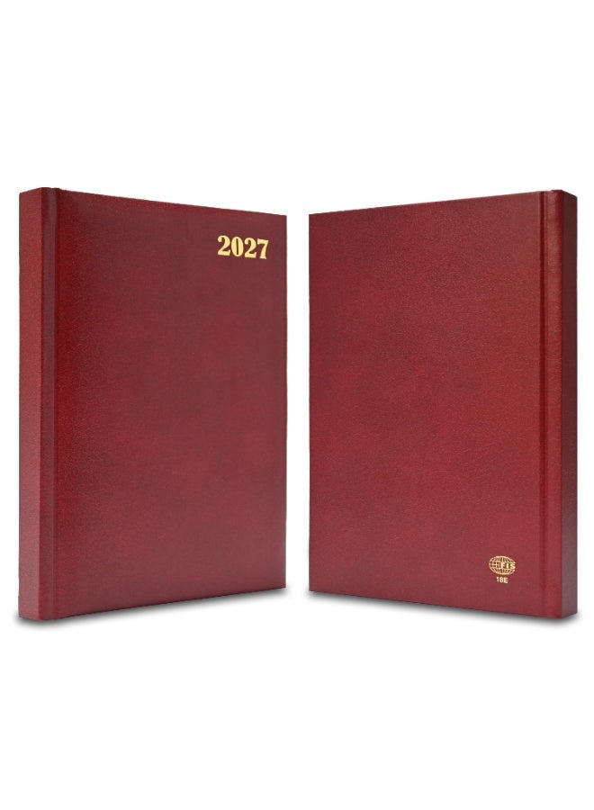 FIS 2027 Diary, A5 Size Diary(148x210mm), Hard Cover Vinyl Materials, 1 Side Padded, English, 60gsm White Paper,  Maroon Color-FSDI18E27MR - Image 3
