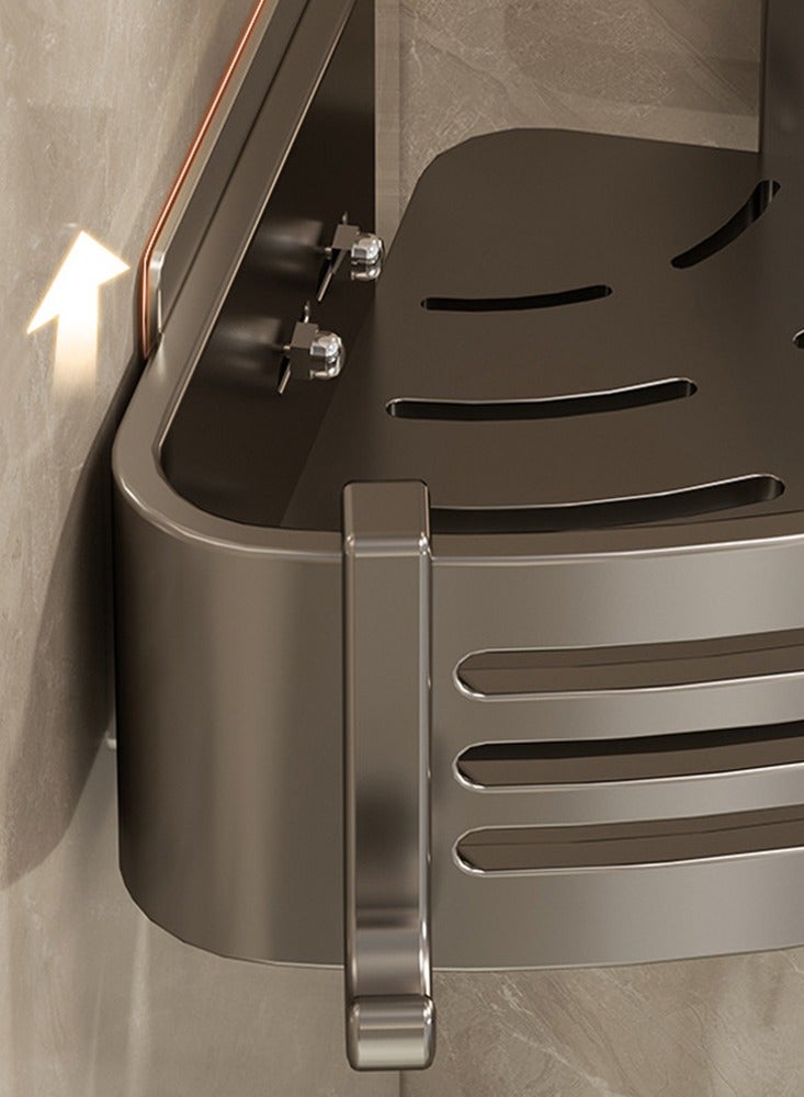 Aluminium No Drilling Bath Corner Shower Caddy Rustproof Waterproof Adhesive Shelves Rack Large Capacity Bathroom Shower Shelves Wall-Mounted Large Capacity Organizers Storage Home Decor - Image 5