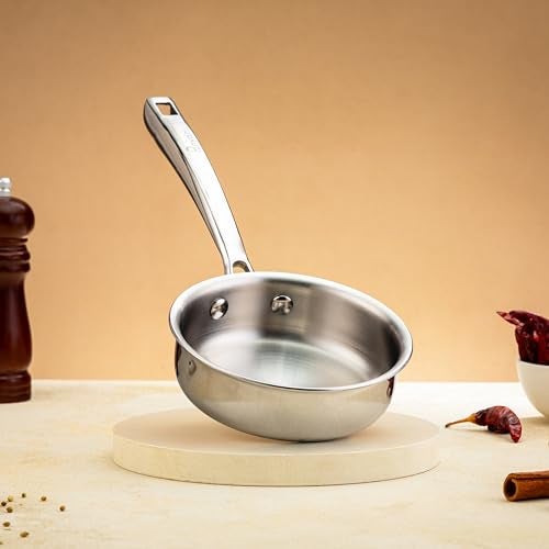 Punyami Triply Stainless Steel Tadka Pan (0.6L, 13cm) with Innovative Stay-Cool Handle, 2.5mm Thick Heavy Bottom Milk Pan & Tadka Pan, No Chemical Coating, Induction Friendly Cookware, 5 Year Warranty - Image 2
