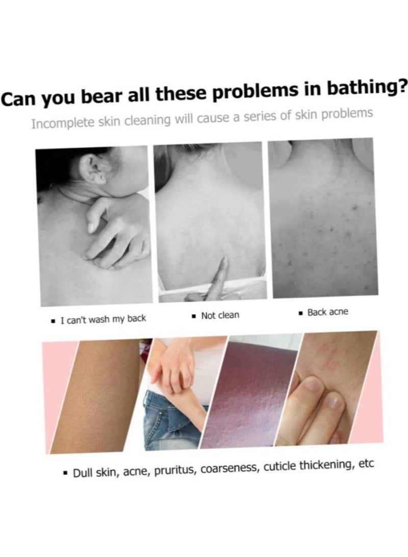 فرشاة استحمام مزدوجة الجوانب بمقبض طويل مع شعيرات ناعمة وصلبة، مقشر للجسم، فرشاة استحمام لتنظيف الجسم - Image 3