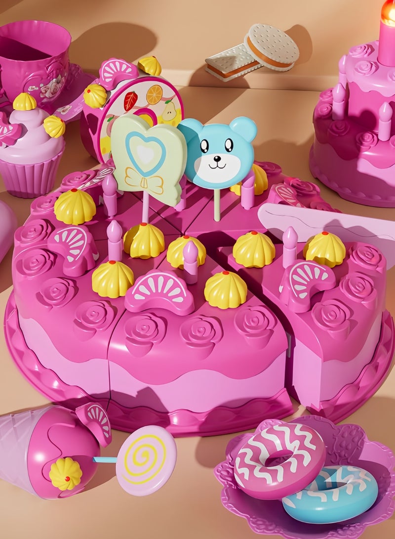 Birthday Cake Toy -DIY  Pretend Food with Lights and Music, DIY Pretend Play Cutting Food Toys, Kids Kitchen Playset with Tea Set, Educational Toys Gifts ,Pretend Play Toy,Ideal Gift for Kids Aged 3＋ - Image 3