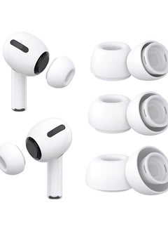 [3 Pairs] Replacement Ear Tips for Airpods Pro 2nd/1st Generation with Noise Reduction Hole, Soft Silicone Earbuds Cover (S/M/L) - White