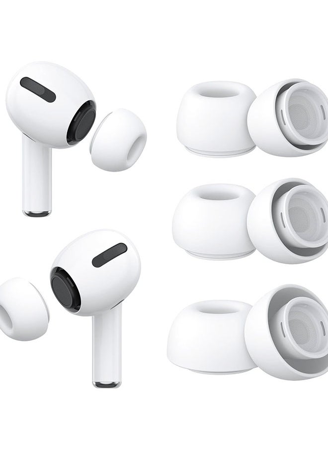 O Ozone - [3 Pairs] Replacement Ear Tips for Airpods Pro 2nd/1st Generation with Noise Reduction Hole, Soft Silicone Earbuds Cover (S/M/L) - White - Image 1