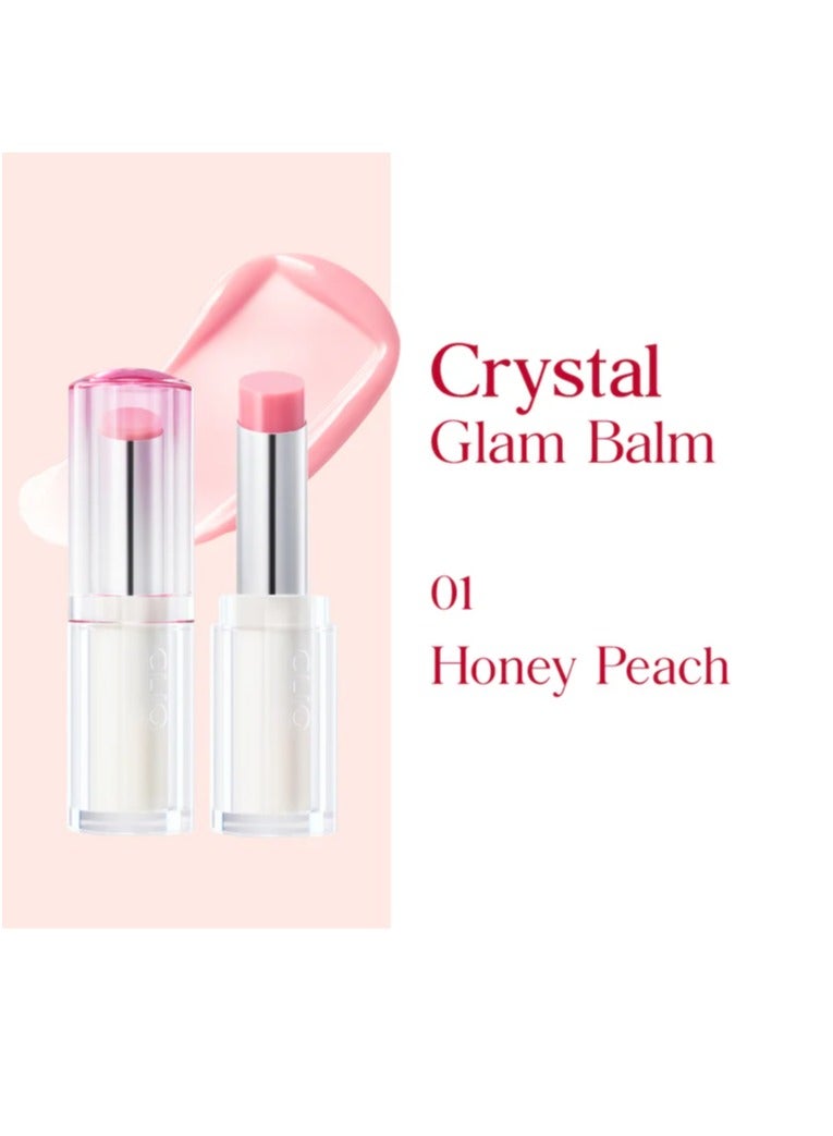 CLIO Crystal Glam Lip Balm-01 Honey Peach - Image 2