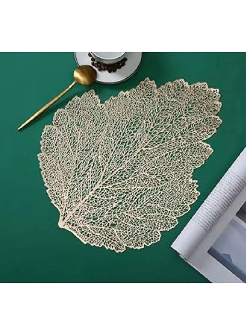 مفرش طاولة بتصميم ورقة شجر أنيق – ديكور شبكي فاخر من السيليكون / البلاستيك الصلب – لإضافة لمسة فنية على المائدة وغرفة المعيشة (قطعتين) - Image 2