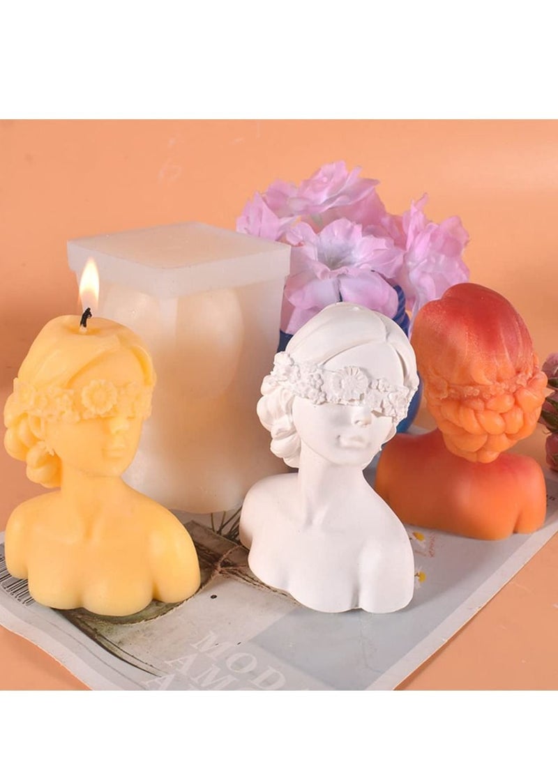 Excefore 2pcs 3d Candle Molds Silicone Mold for Making, Closed Eye Girl and Blindfold Mold, Diy Plaster Soap Craft Making Tool  - Image 4