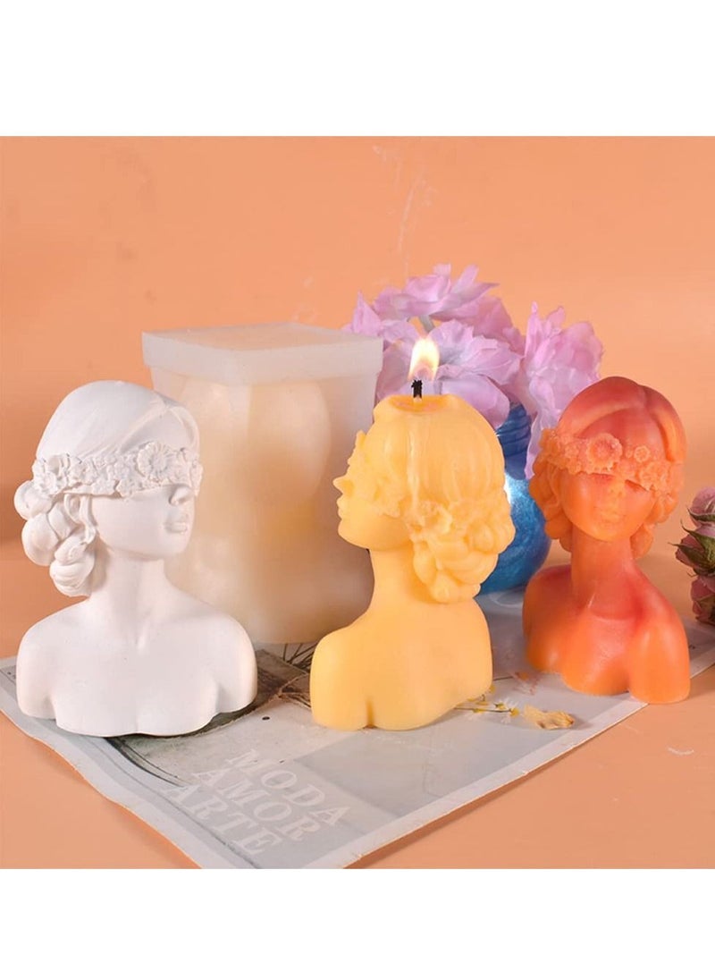 Excefore 2pcs 3d Candle Molds Silicone Mold for Making, Closed Eye Girl and Blindfold Mold, Diy Plaster Soap Craft Making Tool  - Image 2