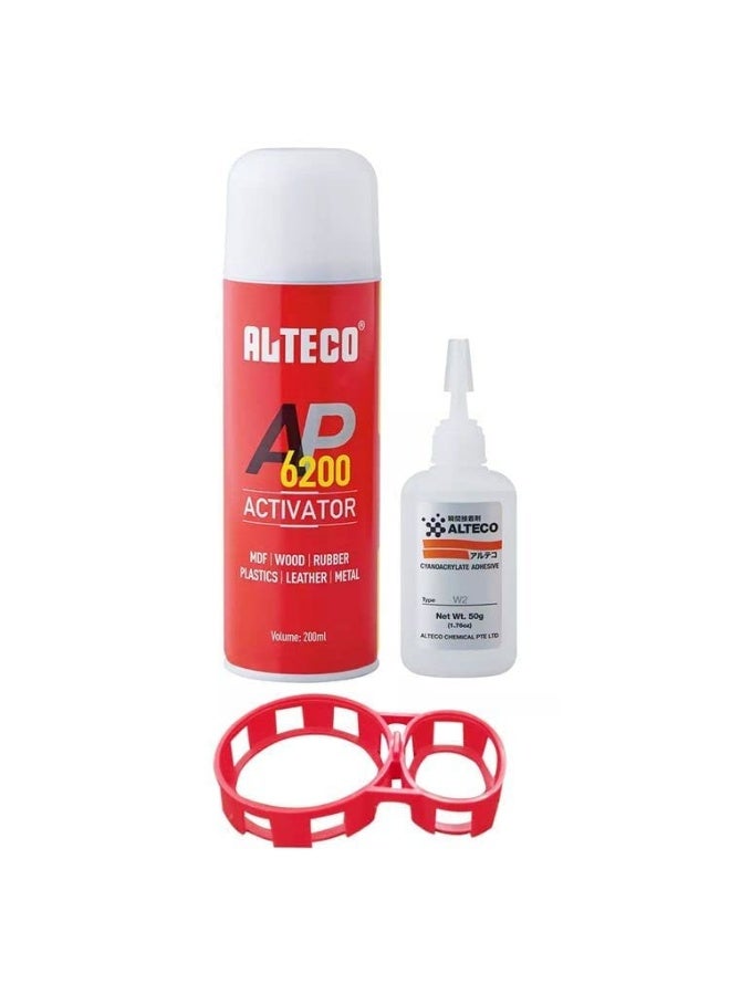 ALTECO Industrial Super Glue & Activator Set | High-Bond Cyanoacrylate Adhesive 40g with 200ml Instant Cure Spray | Heavy-Duty Kit for MDF, Wood, Rubber, Plastics, Leather, and Metal - Image 1