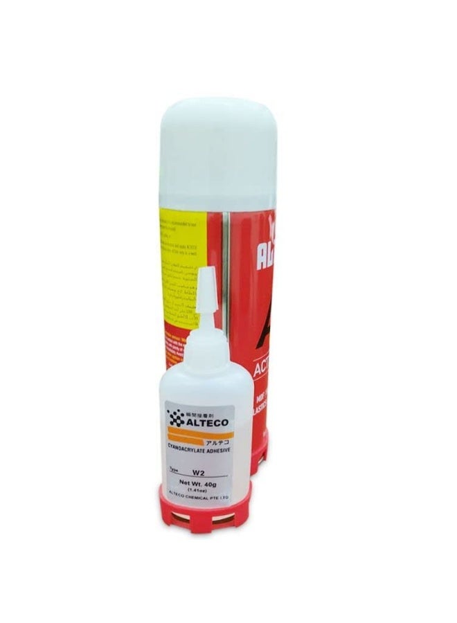 ALTECO Industrial Super Glue & Activator Set | High-Bond Cyanoacrylate Adhesive 40g with 200ml Instant Cure Spray | Heavy-Duty Kit for MDF, Wood, Rubber, Plastics, Leather, and Metal - Image 3
