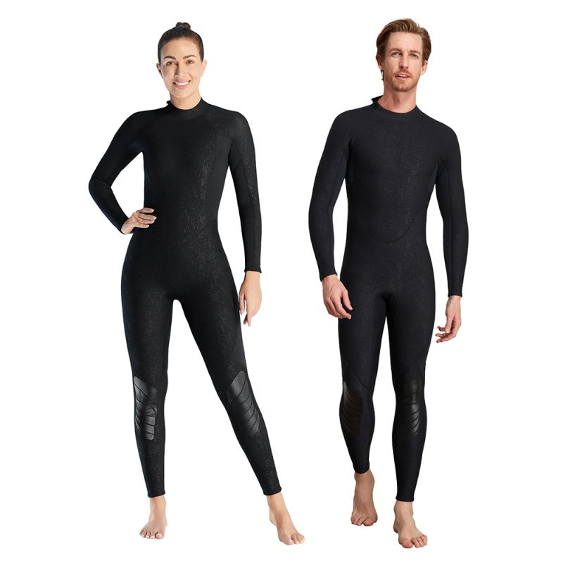 DIVE & SAIL بدلة غوص كاملة بتصميم يغطي الجسم بالكامل للرجال والنساء، بأكمام طويلة وسميكة للتدفئة، مخصصة لهواة الغوص تحت الماء وركوب الأمواج والغوص الحر والسباحة الشتوية، بسماكة 3 ملم. - Image 5