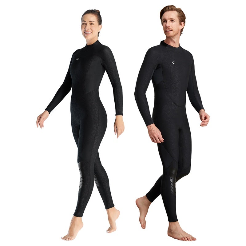 DIVE & SAIL بدلة غوص كاملة بتصميم يغطي الجسم بالكامل للرجال والنساء، بأكمام طويلة وسميكة للتدفئة، مخصصة لهواة الغوص تحت الماء وركوب الأمواج والغوص الحر والسباحة الشتوية، بسماكة 3 ملم. - Image 4