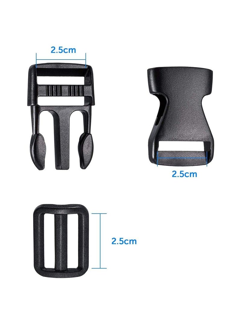 DIY Crafts Diy Crafts CTDIYHI57071 Side Quick Release Plastic Buckles and 20 Pack Tri Glide Adjustment Clips for 1 Inch 25 Mm Strap 10 Meter Webbing Ribbon Black  - Image 5