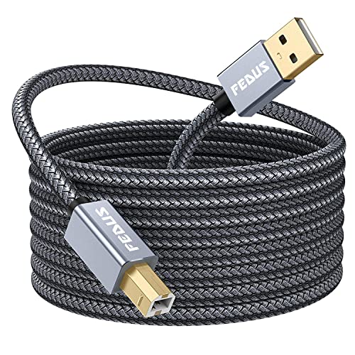 FEDUS 3M USB Printer Cable, Nylon Braided Gold Plated USB A to Male To USB B 2.0 Cable Cord Compatible with Printers, Scanner For Brother Dell, HP, Epson, Canon, Lexmark, Xerox, Samsung, Epson - Image 1