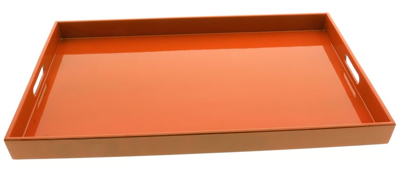 Kotobuki Rectangular Gloss Orange Lacquer Serving Tray 1834 Orange