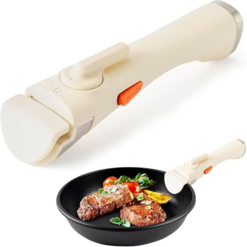 Universal Removable Pan Handle - Detachable Cookware Pot Handle Replacement Heat Resistant Anti Scald Pot Clip with Security Lock One-Handed Operation for Milk Frying Pan Stockpot Beige - Image 1