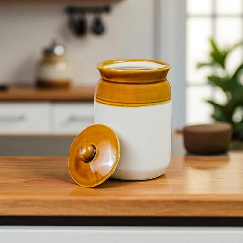 ClayStone Ceramic Achaar Jar - 2 Kg (2000 ml) - Martban Pickle Container - Kitchen Storage for Pickle, Chutneys and Sauces - Durable, and Easy to Clean (2 Kg Brown Jar) - Image 2