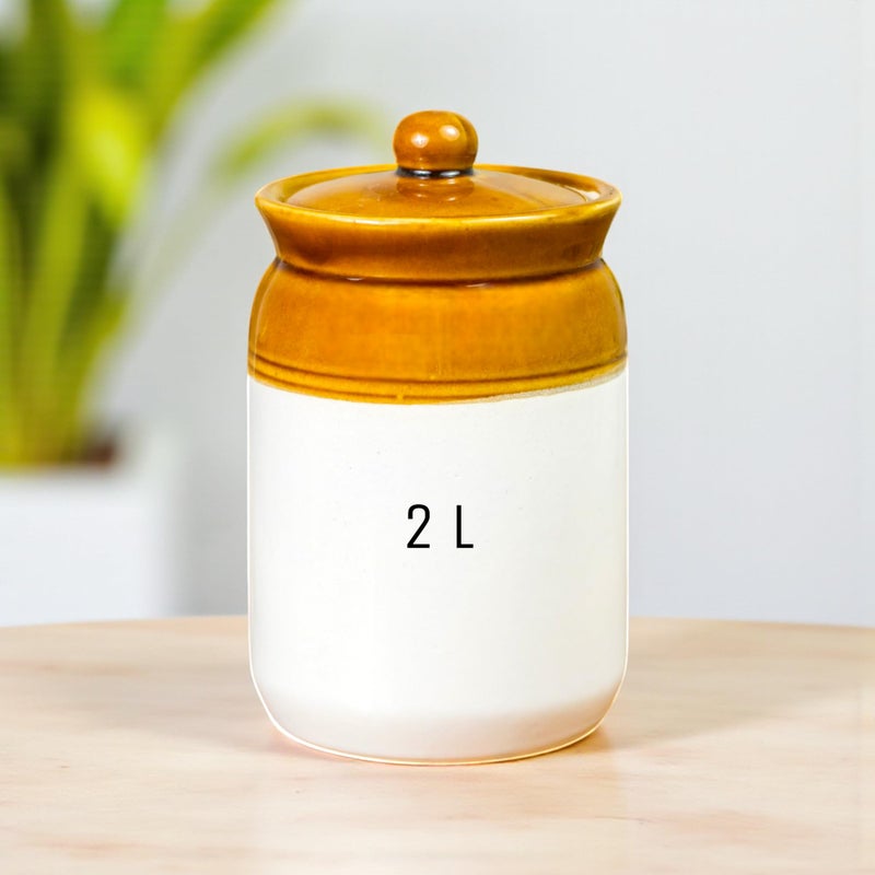 ClayStone Ceramic Achaar Jar - 2 Kg (2000 ml) - Martban Pickle Container - Kitchen Storage for Pickle, Chutneys and Sauces - Durable, and Easy to Clean (2 Kg Brown Jar) - Image 5