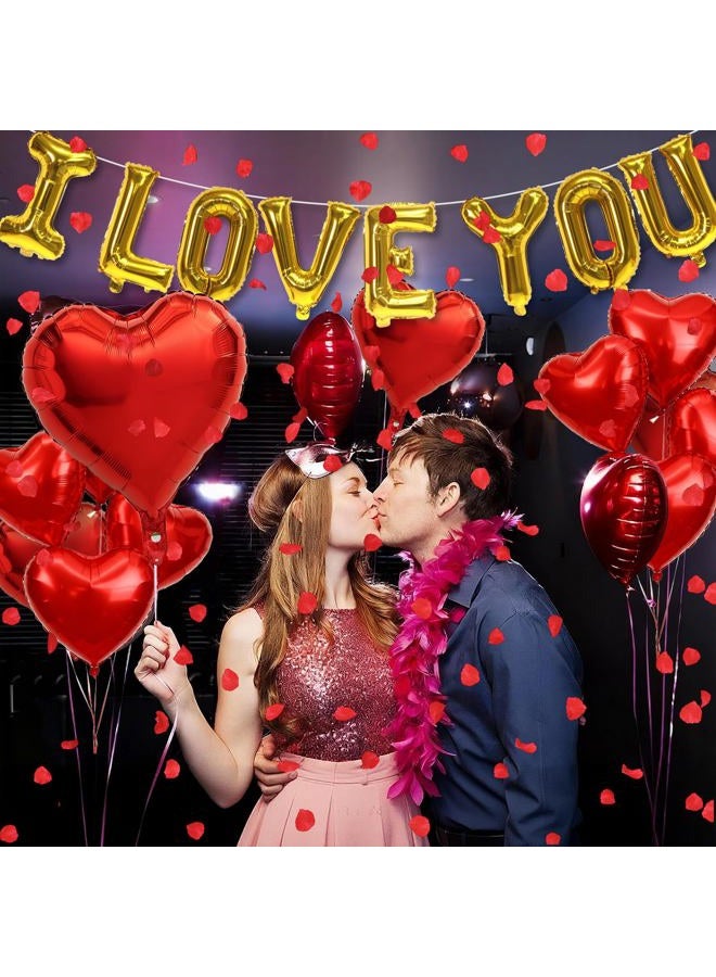 Froova I Love You Balloons Valentines Day Decorations Red Heart Love Foil Mylar Balloon 1000 Pcs Rose Petals for Wedding Anniversary Engagement Valentine Day Romantic Decorations Special Night Party - Image 5