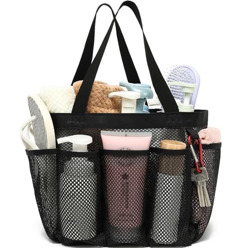 Fammart Mesh Shower Caddy Portable for College Dorm Room Essentials Odorless Polyester Large Shower Tote Bag with Dual Handles 8Pocket QuickDry Toiletry Organizer for Travel Beach Camping Gym - Image 1