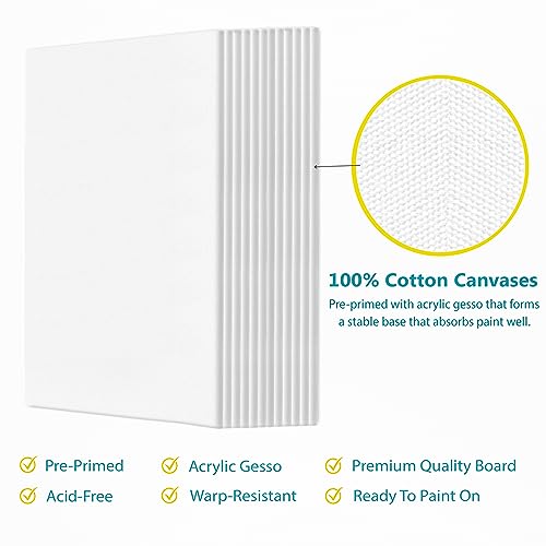 KEFF 12-Pack Bulk Canvas Boards, 9x12 Canvas for Acrylic, Oil, Watercolor, Tempera - 100% Cotton Primed Painting Canvas - Image 3