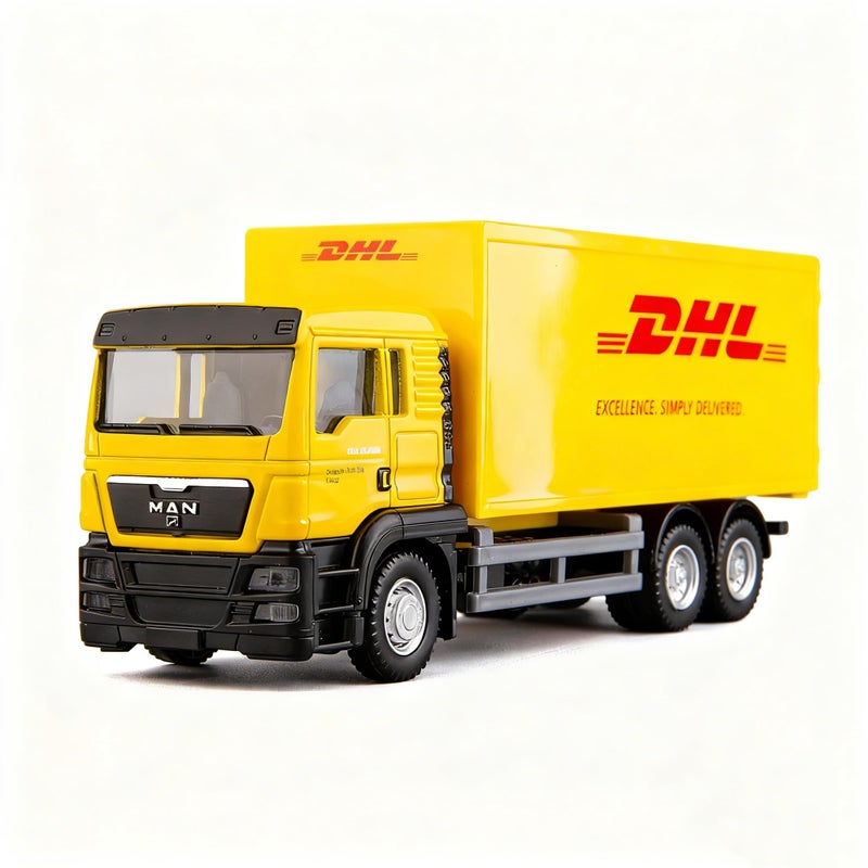 BDTCTK DHL Container Truck Model Toy Zinc Alloy DieCast PullBack Car Educational Toy for Boys Girls Collectible Vehicle for Kids - Image 3