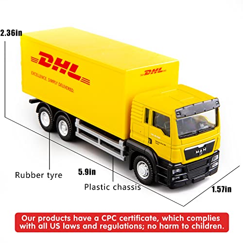 BDTCTK DHL Container Truck Model Toy Zinc Alloy DieCast PullBack Car Educational Toy for Boys Girls Collectible Vehicle for Kids - Image 5