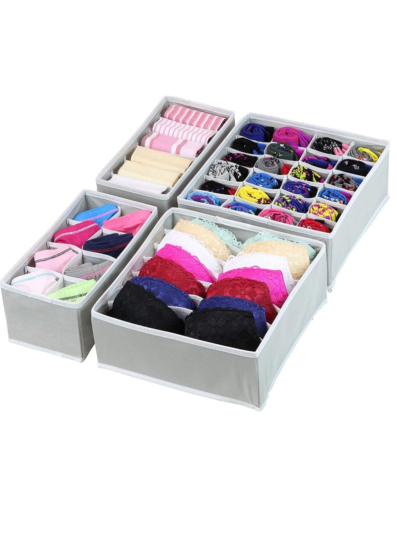 4 Pack Sock Underwear Drawer Organizer Dividers 45 Cell Foldable Fabric Dresser Closet Organizers and Storage Bins for Clothing Baby Clothes Bra Panty Scarf Ties - Image 2