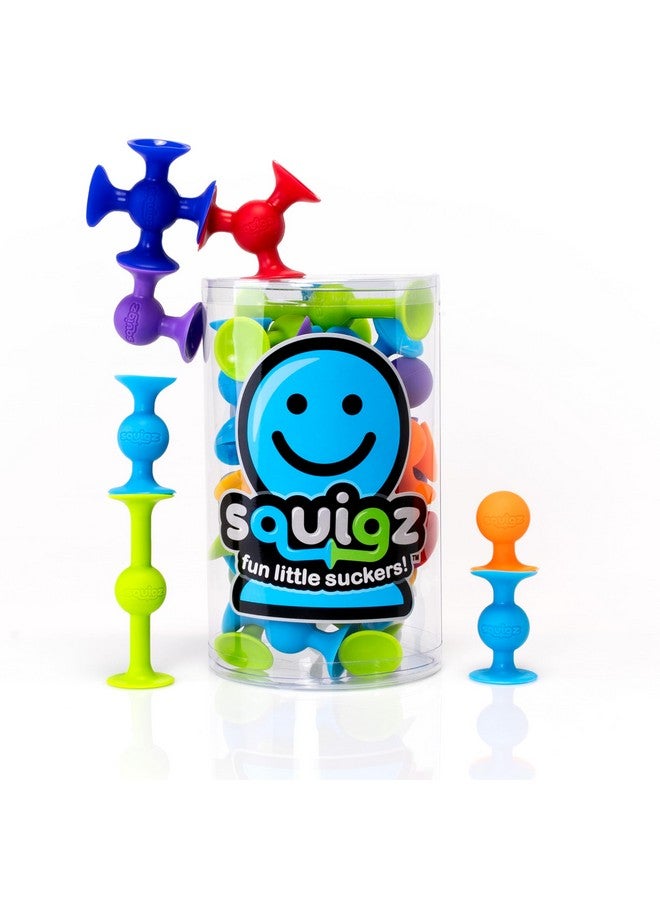 Fat Brain Toys Squigz Starter Set, 24 Piece Suction Bath Toys, Sensory Toys for Kids 3 and Up