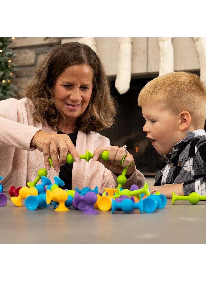 Fat Brain Toys Squigz Starter Set, 24 Piece Suction Bath Toys, Sensory Toys for Kids 3 and Up