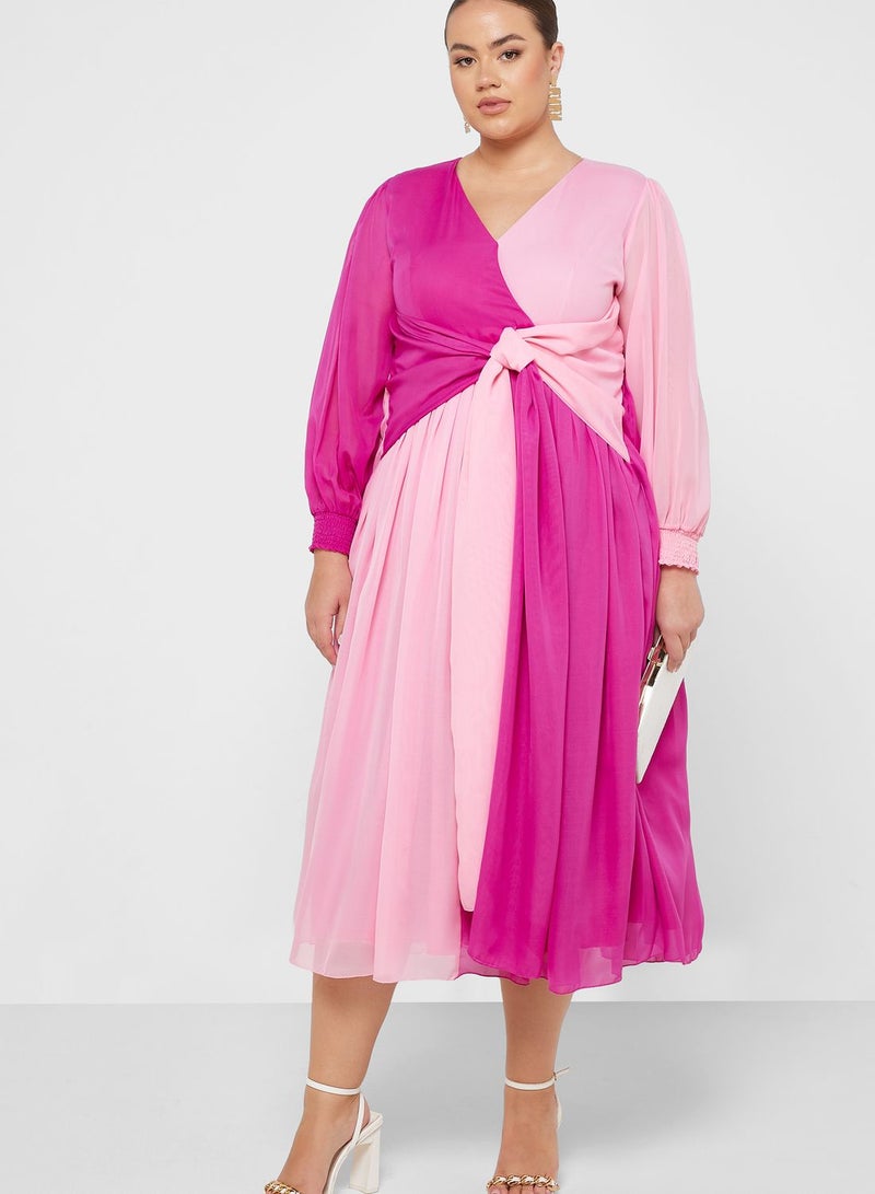 Ella Limited Curve Colorblock Chiffon Dress - Image 4
