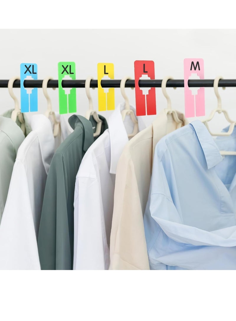 SYOSI Closet Rack Dividers 24Pcs Clothing Size Hanger Dividers with a Bonus Marker Closet Organizers Clothing Dividers Labels Writable Closet Divider Set for Sorting Clothes Size 6 Colors - Image 2