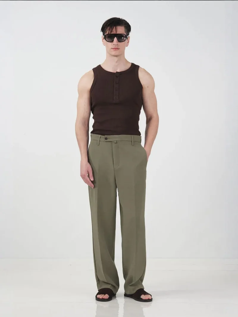 جيستو GIESTO Tailored Mid Waist Straight Leg Pants
